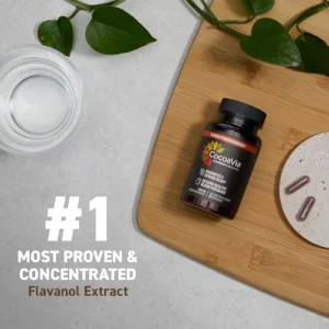 CocoaVia Cardio Health Supplement, 60 Day, 500mg Cocoa Flavanols, Support Heart Health, Boost Nitric Oxide, Blood Circulation, Energy, Vegan, Dark Ch
