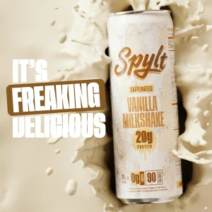 Spylt High Protein Vanilla Milkshake with 60mg Caffeine & 20g Protein - 90 Calories, Ready to Drink, Sugar Free, Lactose Free Milk, Perfect for Worko