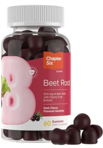 Zahler Chapter Six Beet Root Gummy, 500 mg of Beet Root with Cherry Fruit Extract, 60 Dark Cherry Flavored Gummies.