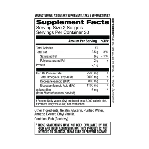 Jocko Fuel Omega 3 Fish Oil Supplement 2000mg - Burpless Fatty Acid Supplement, Wild Caught, Powerful Antioxidant with Astaxanthin (60 Capsules)