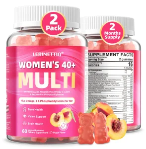 Multivitamin for Women Gummies for 40+ with Omega-3, Niacinamide, B-Complex, Lutein, Iron, Choline, Phosphatidylserine, Vitamin D3 for Skin, Hair, En