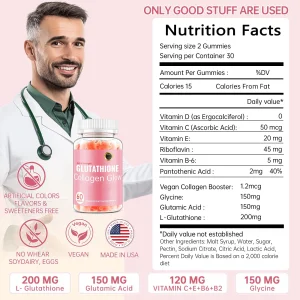 CHANGARLOAD Glutathione Collagen Glow Gummies for Women, Glutathione Collagen Glow Gummies for Dark Spot, 60/120Pcs Korean Organic Glow Beauty Collag