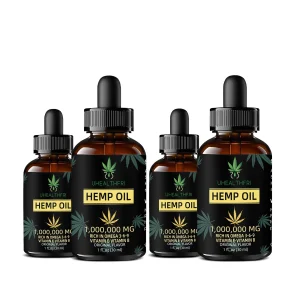Uhealthfri Hemp Oil, Pure Organic Hemp Seed Oil Drops, Non-GMO, Vegan Hemp Extract Oil Tincture with Omega 3, 6, 9 of 4 Pack