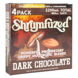 Shrumfuzed Proprietary Nootropic Gummy 3200mg - Lion's Mane, Reishi, Chaga, and Cordycep Nootropic Tripee Mushroom Blend (4, Dark Chocolate)