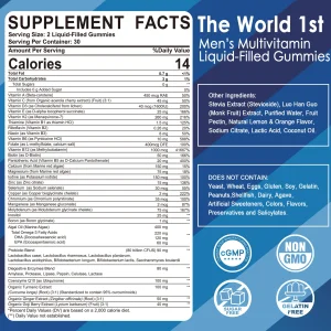 2 Pack - Mens Multivitamins Gummies, Multiminerals, Vegan Omega 3, CoQ10, Probiotics, Daily Mens Vitamins A C D E B6 B12, Methylated Multivitamin for