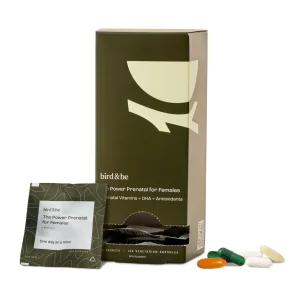 bird&be The Power Prenatal for Females - Fertility Support with Algae Oil DHA (Omega-3), CoQ10 and N-Acetyl Cysteine - 30-Day Supply