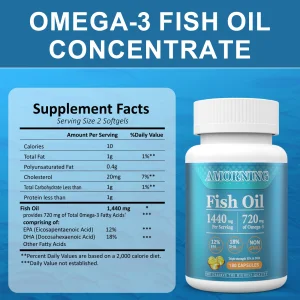 AMORNING Fish-Oil Omega3-Fatty Acids-Supplement Small-Softgels - 180Count 1440mg for Healthy Heart Brain Eyes Support High EPA DHA Easy to Swallow