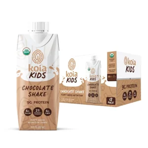 Koia Kids Plant Based Protein Shake, Chocolate, Ready to Drink, 9g Protein, 4g Low Sugar, 4g Fiber, 21 Vitamins & Minerals, Dairy-Free, Allergen-Free
