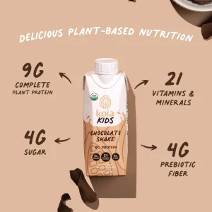Koia Kids Plant Based Protein Shake, Chocolate, Ready to Drink, 9g Protein, 4g Low Sugar, 4g Fiber, 21 Vitamins & Minerals, Dairy-Free, Allergen-Free