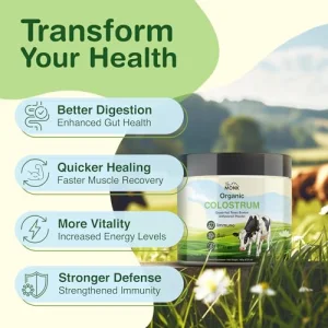 Colostrum Supplement - Grass Fed Texas Bovine Whole Colostrum Powder for Immune, Gut & Wellness - Ultimate Ig Superfood - Unflavored - 100% Pure - 6.