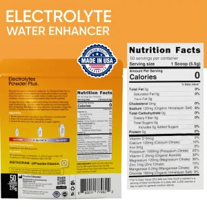PowderVitamin Electrolytes Powder Plus (50 Servings) Tangerine Pineapple Electrolyte Powder 0 Calorie Keto, 0 Sugar, No Maltodextrin,1000mg Potassium