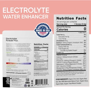 Electrolytes Powder Plus (50 Servings), 0 Calorie Keto, 0 Sugar, No Maltodextrin,1000mg Potassium,120mg Calcium,120mg Magnesium, Hydration Powder (50