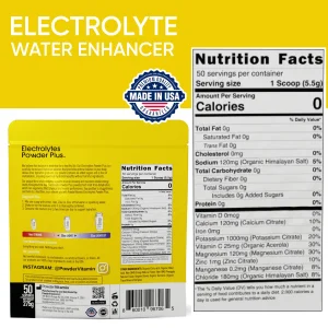 Electrolytes Powder Plus (50 Servings), 0 Calorie Keto, 0 Sugar, No Maltodextrin,1000mg Potassium,120mg Calcium,120mg Magnesium, Hydration Powder (50