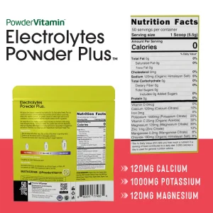 Electrolytes Powder Plus (50 Servings), 0 Calorie Keto, 0 Sugar, No Maltodextrin,1000mg Potassium,120mg Calcium,120mg Magnesium, Hydration Powder (50