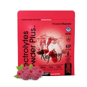 PowderVitamin Electrolytes Powder Plus (50 Servings) Raspberry Electrolyte Powder Zero Calorie Keto, 0 Sugar, No Maltodextrin,1000mg Potassium,120mg