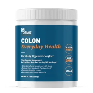 Dr. Tobias Colon Everyday Health - Gut Health for Women & Men - Psyllium Fiber Powder Drink with 4g Psyllium Husk Powder per Serving, Vegan, Gluten F