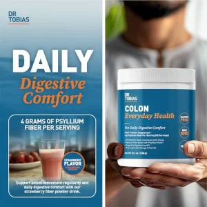 Dr. Tobias Colon Everyday Health - Gut Health for Women & Men - Psyllium Fiber Powder Drink with 4g Psyllium Husk Powder per Serving, Vegan, Gluten F