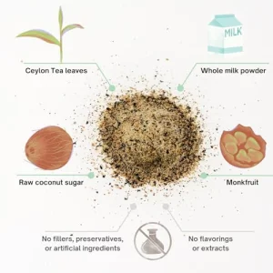 Kola Goodies Unspiced Milk Tea Powder Creamy Instant Ceylon Milk Tea Mix with Whole Milk, Coconut Sugar & Monkfruit Fall & Winter Comfort Drink -
