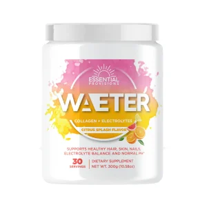 Essential Provisions WAETER | Collagen & Electrolyte Hydration Powder | Sugar Free | Non-GMO | Gluten Free | Paleo | Soy Free | Dairy Free | Grass-Fe