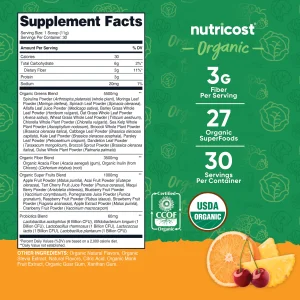 Nutricost Organic Super Greens Powder (30 Servings) Orange Sunrise Flavor - Superfood Supplement Drink Mix