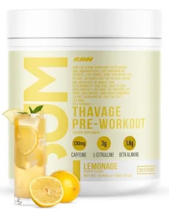 RAW Pre Workout Powder, Thavage (Lemonade) - Chris Bumstead Sports Nutrition Supplement for Men & Women - Cbum Pre Workout for Working Out, Hydration