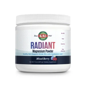 KAL Radiant Magnesium Powder, Mixed Berry Flavor, Hyaluronic Acid and Magnesium Supplement, Skin & Antioxidant Support, Sugar Free, 60 Servings, 7.3
