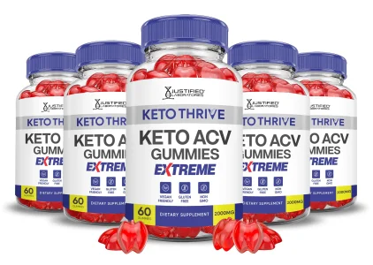 (5 Pack) Keto Thrive Keto ACV Gummies Extreme 2000MG Keto Thrive Keto Gummies Apple Cider Vinegar Formulated with Pomegranate Beet Juice Powder B12 V