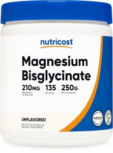 Nutricost Magnesium Bisglycinate Powder (Unflavored, 250 Grams) - Non-GMO, Vegan Supplement