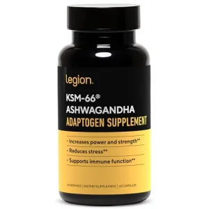 LEGION KSM-66 Ashwagandha Root Extract - Ashwagandha Root Powder Supplement to Improve Your Mood, Sleep & Athletic Performance - Extra Strength Ashw