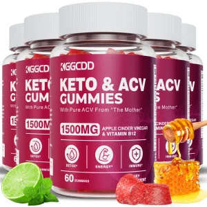 KGGCDD (5 Pack) Keto ACV Gummies Extreme1500MG Keto Gummies Apple Cider Vinegar Formulated with Pomegranate Beet Juice Powder B12 Vegan Non GMO 300 G