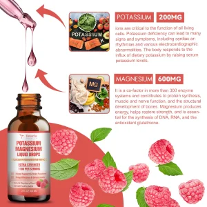 Potassium Magnesium Supplement Liquid Drops - High Absorption Potassium Supplement with Magnesium, Calcium, Vitamin D3 K2, Vegan, Non-GMO Potasio Sup