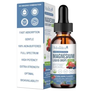 Magnesium Glycinate Liquid Drop - Triple Absorption Supplement to Support Nerves, Sleep, Calm, Heart, Muscles * -Sugar-Free with Potassium, L-Theanin