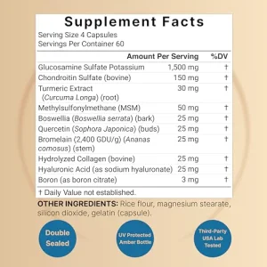 NatureBell Advanced Glucosamine Chondroitin MSM Supplement, 240 Capsules | 10-in-1 Joint Support Complex with Hyaluronic Acid, Collagen, Turmeric,