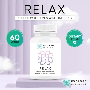 Evolved Elements All-Natural Muscle Relaxer | 60 Capsules | Spasm Relief with Magnesium, Passion Flower, and Valerian Root | Relieves Muscle Spasms,