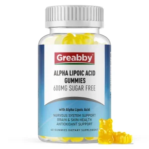 GREABBY Alpha Lipoic Acid 600mg Gummies, Sugar Free Chewable R Lipoic Acid Supplement for Antioxidant & Nervous System Support, Brian & Skin Health,