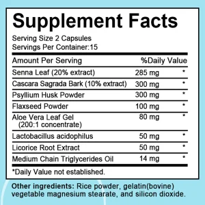 15 Day Cleanse, Gut and Colon Support, Advanced 15 Day Gut Cleanse Detox for Women & Men with Senna, Cascara Sagrada & Psyllium Husk, Non-GMO, 30 Cap