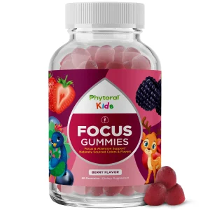 Phytoral Vegan Kids Focus Gummies - Potent Chewable Brain Support for Children - Enhances Concentration & Memory - Calming Supplements & Focus Gummie