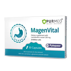 purmeo 5 in 1 High Potency H. Pylori Formula Probiotics - 1 Per Day -Supports Stomach Comfort & Lining Health with Pylopass Lactobacillus Reuteri DSM