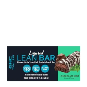 GNC Total Lean Layered Lean Bar - Chocolate Mint | 16g Protein | 9 Bars