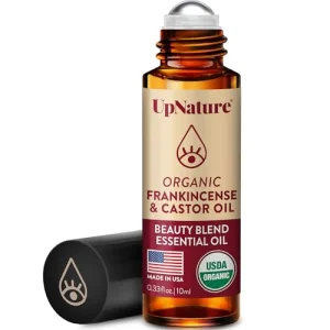 UpNature Organic Castor Oil and Frankincense Eye Roller 100% Organic Castor Frankincense Oil for Face - Puffy Eyes Beauty Roll On