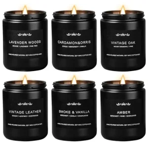 Scented Candles for Men, 6-Pack Candles for Home Scented, 42oz, 300 Hours Burning Time Long-Lasting Aroma 