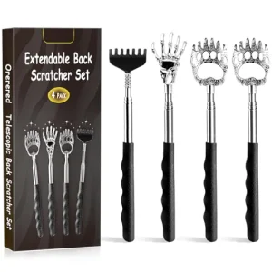 Orerered 4Pcs Back Scratcher Stocking Stuffers for Men Women Teens, Extendable Hand to Scratch Back Birthday Gifts for Men Back Massager Tool for Tha