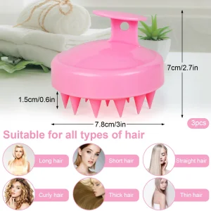 Oligei Scalp Massager 3 Pack, Shampoo Brush, Hair Scrubber for Exfoliation, Soft Silicone Brush for Hair Growth and Dandruff Removal