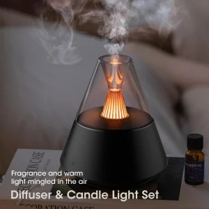 KinYiLO Essential Oil Diffuser, Modern Style Aromatherapy Aroma Diffusers with Candle Light, Fragrance Ultrasonic Cool Mist Humidifier, Remote Contro