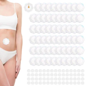 60pcs Castor Oil Wrap for Belly Button, Spunlace Cloth Small Castor Oil Belly Button Pack Wrap Pad Sticker Disposable Self-Adhesive Highly Absorbent