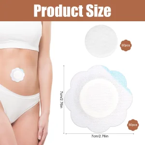 60pcs Castor Oil Wrap for Belly Button, Spunlace Cloth Small Castor Oil Belly Button Pack Wrap Pad Sticker Disposable Self-Adhesive Highly Absorbent