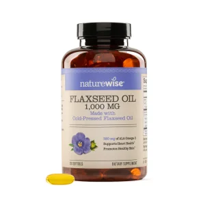 NatureWise Flaxseed Oil 1000 mg, Fish Free Omega 3 with 580 mg ALA, Dietary Supplement for Immune Health Support - Organic, Cold Pressed, Non-GMO - 1