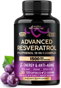 Resveratrol Supplement - 19-in-1 Organic Polyphenol Complex - Noni Extract | Berberine | Quercetin | Apple Cider Vinegar | Acai - Made in USA - Antio