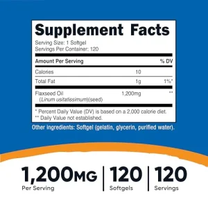 Nutricost Flaxseed Oil 1200mg, 120 softgels - GMO-Free, Gluten-Free
