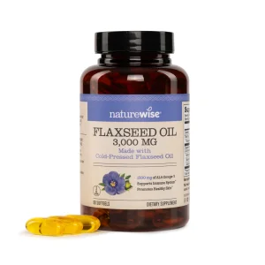 NatureWise Flaxseed Oil 3000 mg, Fish Free Omega 3 with 1500 mg ALA, Dietary Supplement for Immune Health Support - Organic, Cold Pressed, Non-GMO -